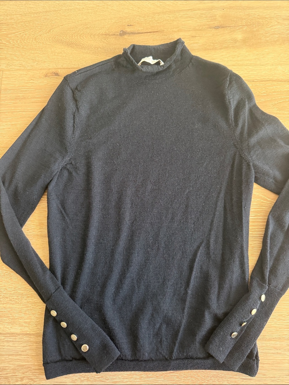 Abercrombie & Fitch Black Long Sleeve Mock Neck Sweater with Button Cuffs